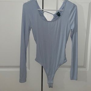 light blue ribbed bodysuit